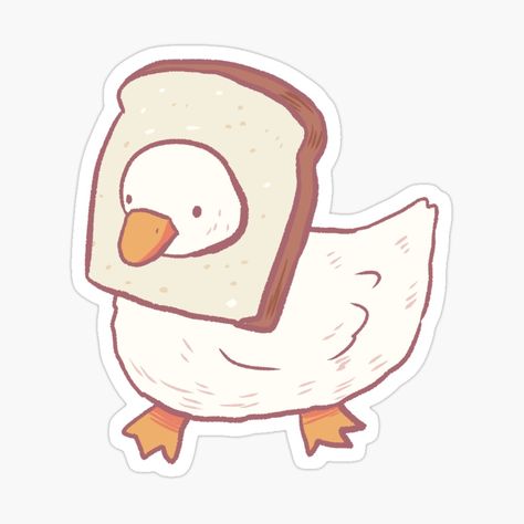 Get my art printed on awesome products. Support me at Redbubble #RBandME: https://www.redbubble.com/i/sticker/duck-with-bread-illustration-by-Mayarart/156212281.EJUG5?asc=u Duck Holding Bread, Duck Art Cute, Cute Duck Stickers, Duck Eating Bread, Cute Duck Illustration, Bread Pfp, Drawing Bread, Duck Bread, Duck Pfp