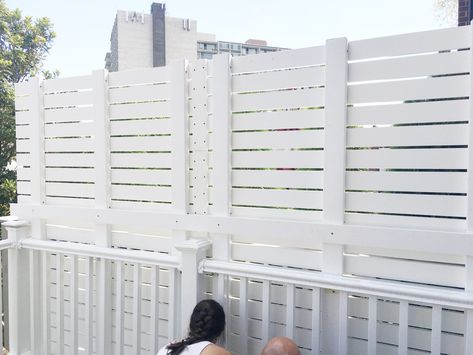 White Privacy Wall On Deck, How To Build Privacy Wall On Deck, Privacy Lattice On Deck, Vinyl Lattice Privacy Screen, Diy Privacy Screen For Deck, Deck Privacy Lattice, Privacy Wall Tv, Privacy Screen Deck Railing, Adding Privacy Wall To Existing Deck