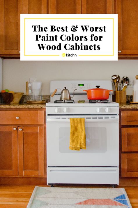 Yellow And Oak Kitchen, Painted Honey Oak Cabinets, Wall Colors With Oak Cabinets, Green Kitchen Walls Oak Cabinets, Blue Kitchen Walls Oak Cabinets, Yellow Cabinets Kitchen, Yellow Kitchen Walls With Wood Cabinets, Light Yellow Kitchen Walls Oak Cabinets, Painted Oak Cabinets