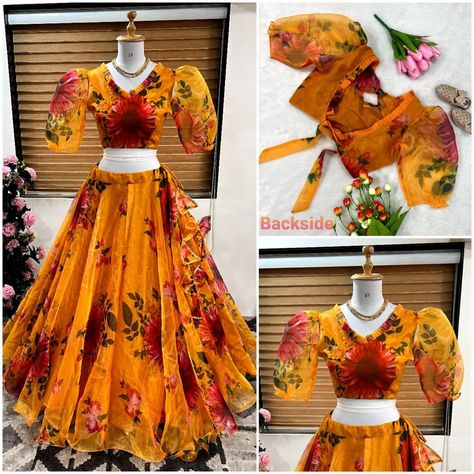 Organza Silk Lehenga, Dress Drawing Easy, Glam Wardrobe, Lehenga Choli Designs, Unique Wedding Jewelry, Silk Lehenga Choli, Cotton Lehenga, Half Saree Lehenga, Kids Blouse Designs