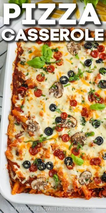 Supreme pizza casserole is a delicious and satisfying dish that combines all the classic flavors of a supreme pizza into a comforting baked casserole. #pizzacasserole #supremepizzacasserolerecipe #supremepizza #spendwithpennies Cheesy Pizza Casserole, Baked Pizza Spaghetti, Spaghetti Supreme Bake, Hearty Pizza Casserole Pie, Pizza Hotdish Casseroles, Spaghetti Pizza Casserole, Pizza Hotdish, Homemade Supreme Pizza, Deconstructed Pizza Casserole