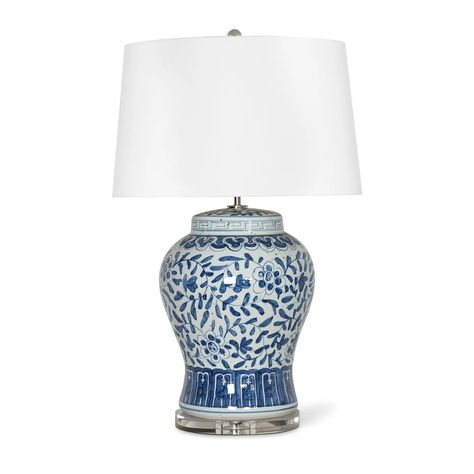 Blue + White Ceramic Table Lamp Royal Table, Chinese Vases, Buffet Table Lamps, Blue Floral Design, White Ceramic Vases, Chinese Vase, High Table, Ceramic Table Lamp, Table Lamp Design