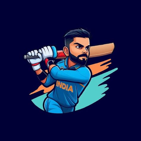 Cartoon of virat kohli' illustration of ... | Premium Vector #Freepik #vector #team #indian #captain #vice Virat Kohli Logo, Virat Kohli Drawing Easy, Virat Kohli Cartoon, Virat Kohli Illustration, Cricket Cartoon, Virat Kohli Drawing, Animations Cartoon, Cute Animations Cartoon, Cricket Designs