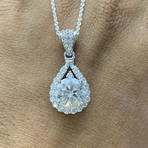 2 CTW Round Cut Moissanite Halo Pendant, Moissanite Wedding Pendant, 14K Solid White Gold Pendant, Anniversary Gift for Her, Women Pendant Available On Etsy https://www.etsy.com/in-en/listing/1748487030/2-ctw-round-cut-moissanite-halo-pendant?click_key=799374360b018447af7fe5db151f0b6e2b4df9c1%3A1748487030&click_sum=d39c2dad&ref=shop_home_active_1&pro=1&frs=1 Center Stone: 8mm Round Cut Moissanite Side Stone: Moissanite Cut: Excellent Color: DEF Clarity: VVS1 Mohs Hardness: 9.25 Setting: Pr... Wedding Pendant, Women Pendant, White Gold Pendant, Halo Pendant, Anniversary Gift For Her, Gold Platinum, Gold Pendant, Anniversary Gift, Round Cut