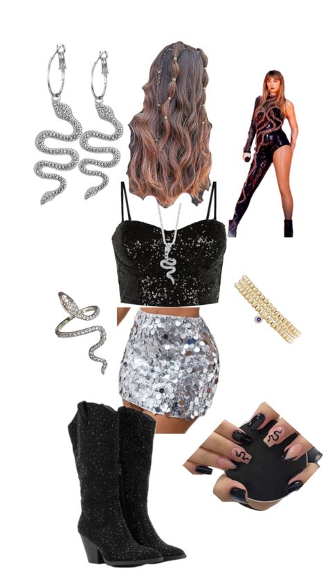 Reputation eras tour outfit Taylor Swift Outfit Inspo Reputation, Reputation Hairstyles Taylor Swift, New Reputation Outfit Eras Tour, Reputation Aesthetic Outfits, Eras Tour Reputation Outfit Ideas, Rep Eras Tour Outfits, Reputation Taylor Swift Outfits Ideas, Reputation Outfit Ideas, Reputation Eras Tour Outfit Ideas