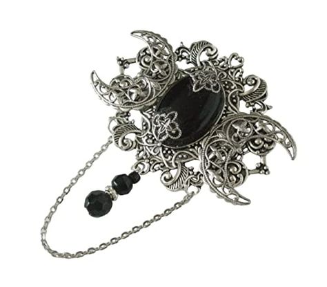 Amazon.com: Black Onyx Triple Moon Brooch, handmade jewelry wiccan pagan wicca goddess witch witchcraft gothic cloak pin : Handmade Products Reign Tattoo, Gothic Cloak, Wicca Goddess, Gothic Brooch, Goddess Witch, Cloak Pin, Moon Brooch, Brooch Handmade, Triple Moon