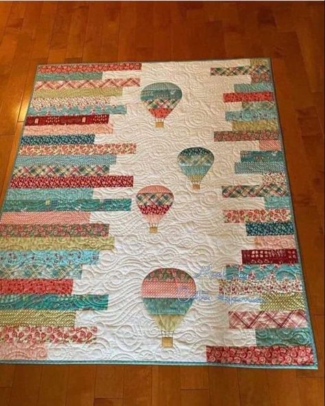 Quilting and Sewing Lovers Community | My hot air balloon quilt. | Facebook Hot Air Balloon Quilt, Balloon Quilt, Quilt Colors, Baby Quilt Patterns, Sewing Material, Easy Quilts, Quilt Patterns Free, Hot Air Balloon, Quilt Pattern