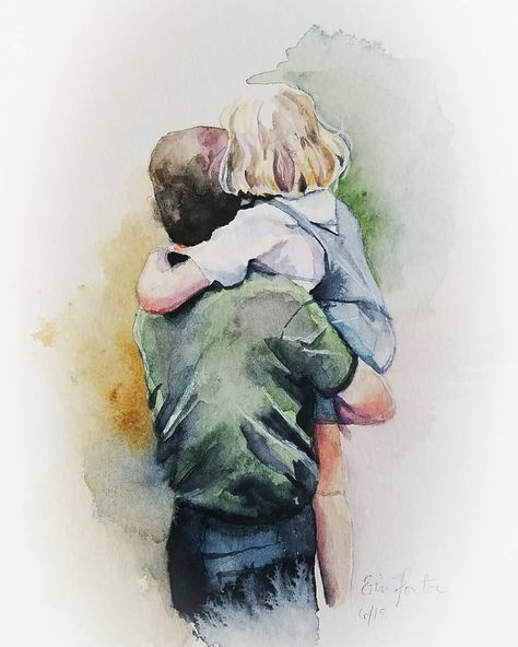 Custom Father Daughter Watercolor Portrait Father's Day Painting, Father's Day Drawing, Father Daughter Photos, Father And Daughter Love, Father Art, Painted Portraits, Buddha Teachings, Watercolor Portrait, Happy Father's Day