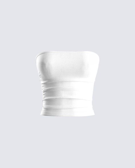 Sometimes the day calls for a more chill look, and this tube top is the perfect match 🤗 Complete with ruched side seams, and gripper tape at the inside neckline - this top is essential for all closets, as it pairs flawlessly with literally everything 🤍 Cheap Y2k Summer Tube Top, Creating Outfits, White Corset Dress, White Tube Top, White Tube, White Corset, Sequin Mini Skirts, White Jersey, Cute Everyday Outfits