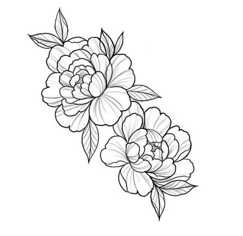 Side Of Hip Tattoo, Unique Hip Tattoos, Flower Tattoo Stencils, Peony Flower Tattoos, Design Stencils, Traditional Tattoo Flowers, Tattoo Dotwork, Stencil Outline, Tattoo Minimal