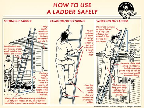 Ladder Safety Tips | The Art of Manliness Best Riddles For Kids, Ladder Safety, Ligaments And Tendons, Military Press, Best Riddle, Rope Ladder, Self Defense Techniques, Art Of Manliness, A Ladder