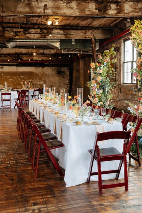 A Colorful Brooklyn Wedding at the Greenpoint Loft | jennifermorrisphotography.com Greenpoint Loft Wedding, Red Hook Brooklyn, Greenpoint Brooklyn, Loft Wedding, Warehouse Wedding, Mismatched Bridesmaids, Mismatched Bridesmaid Dresses, Brooklyn Wedding, The Love Club