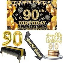 85th Birthday Decorations, Gold Table Cloth, 65 Birthday Decorations, 100 Birthday Decorations, 90th Birthday Banner, Black And Gold Table, 65 Birthday Cake, Gold Theme Party, Black And Gold Party Decorations