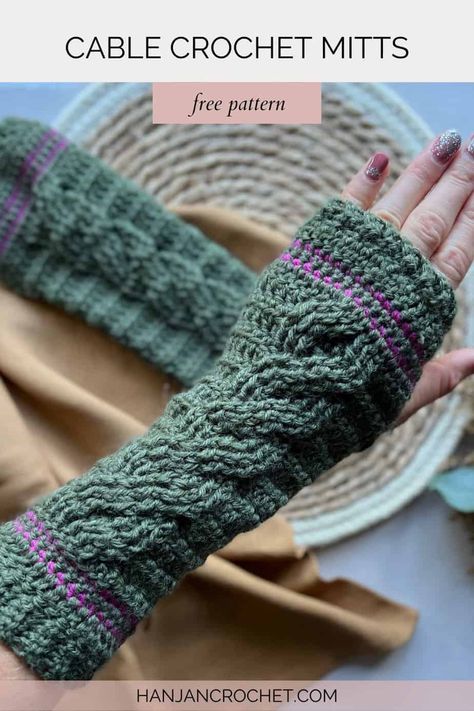 Cable Crochet Wrist Warmer Pattern Free Crochet Long Fingerless Gloves, Crochet Handwarmers Pattern, Crochet Arm Warmers Free Pattern, Arm Warmers Crochet Pattern, Crochet Cable Stitch Pattern, Crochet Cable Hat Pattern, Crochet Cables Pattern, Crochet Fingerless Gloves Free Pattern, Cable Fingerless Gloves