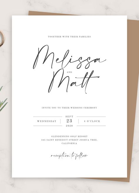 Plain Wedding Invitations, Simple Wedding Invitation Card, Wedding Invitation Pdf, Simple Wedding Cards, Simple Wedding Invitation, Minimalist Invitation, Minimal Wedding Invitation, Minimalist Wedding Invitation, Wedding Invitation Video