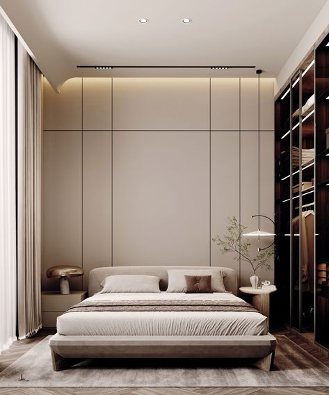 Minimalist Bedroom :: Behance Luxurious Minimalist Bedroom, Scandinavian Interior Bedroom Minimalism, Minimal Small Bedroom, Bedrooms Interior Design, Scandinavian Interior Bedroom, Minimal Bedroom Design, Bedroom Behance, Bedroom Workspace, 3dmax Vray