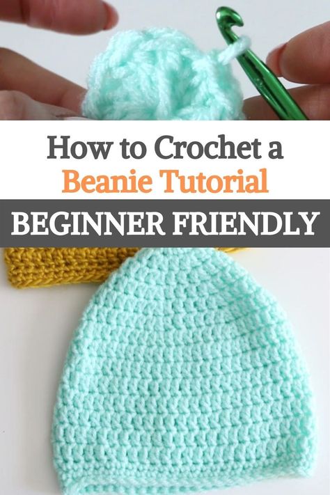 Crochet A Beanie, Crochet Beanie Hat Free Pattern, Melanie Ham, Crochet Baby Cap, Crochet Hat Tutorial, Crochet Beanie Pattern Free, Crochet Hat For Beginners, Beanie Outfit, Crochet Baby Hat