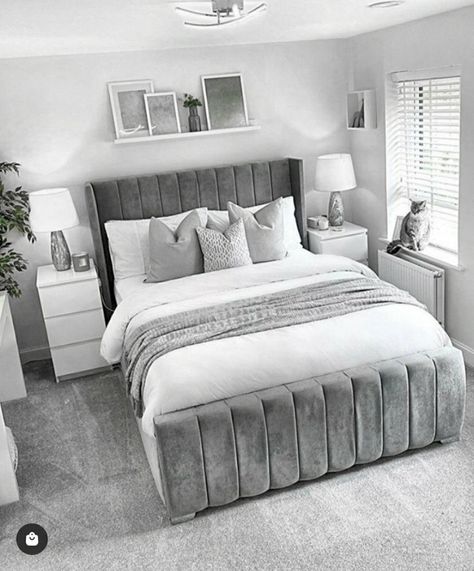 Winged Bed, Grey Bed Frame, Grey Bedroom Decor, Luxury Room Bedroom, Classy Bedroom, Grey Room, Grey Bedroom, Redecorate Bedroom, Gray Bedroom