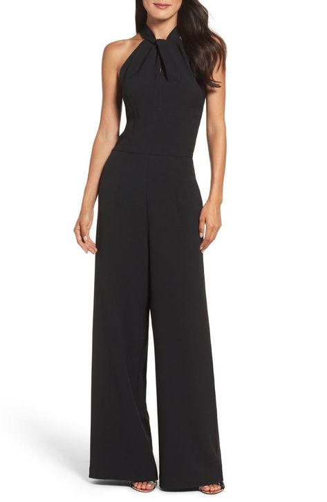 Free shipping and returns on Julia Jordan Halter Neck Jumpsuit (Regular & Petite) at Nordstrom.com. Trade in your LBD for something a bit more modern, like this halter-neck jumpsuit that can be easily dressed up or down with a change of footwear. Bride Jumpsuit, Bridesmaids Jumpsuits, Bride Suit, Halter Neck Jumpsuit, Coverall Jumpsuit, Bridal Jumpsuit, Fall Wedding Guest Dress, Jumpsuit Dressy, Halter Jumpsuit