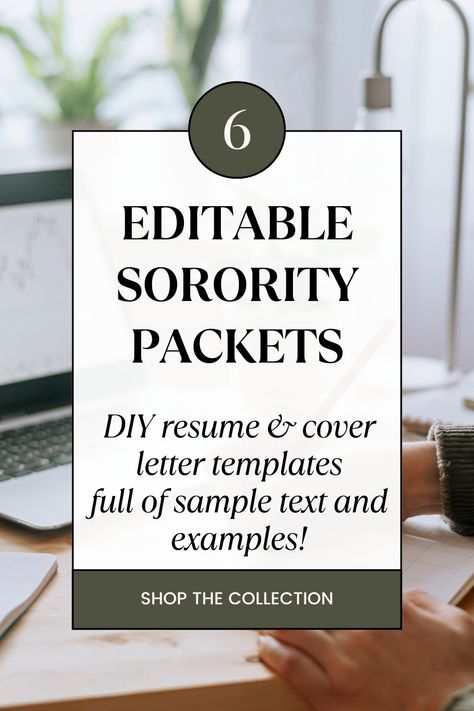 Ready to stand out during sorority recruitment? Shop our collection of aesthetic and editable sorority packets, social resumes, and cover letter downloads to GET YOU NOTICED. These easy to use templates will save you time and allow you to write a polished rush resume that will help you catch the attention of your sorority of choice!

Click to shop our selection of sorority Rush packets templates and examples, or just get some ideas for your own resume writing! Sorority Packets, Rush Resume, Recruitment Resume, Sorority Resume, Rush Week, Sorority Rush, Lettering Download, Sorority Recruitment, Digital Templates