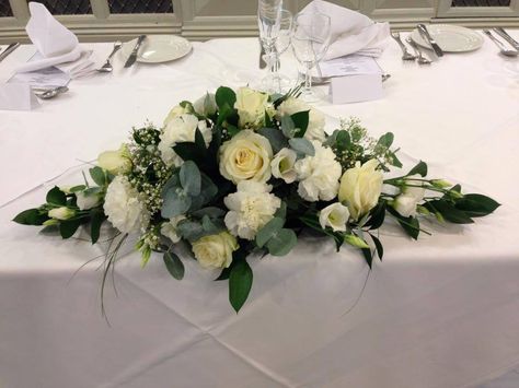 Wedding Top Table Flowers, Bridal Table Flowers, Top Table Flowers, Wedding Top Table, Table Flower Arrangements, Bridal Table, Wedding Floral Centerpieces, Church Flowers, Wedding Table Flowers