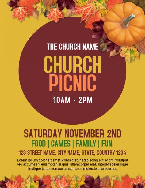 11,570+ church picnic Customizable Design Templates | PosterMyWall Picnic Banner Design, Picnic Flyer Design, Picnic Flyer Template Free, Church Thanksgiving Flyer Design, Church Activities Flyer Design, Church Invitation Flyer, Church Picnic, Invert Colors, Classic Names