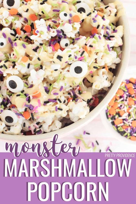 Marshmallow Halloween, Marshmallow Popcorn, Halloween Popcorn, Gluten Free Candy, Halloween Movie Night, Halloween Sprinkles, Fabulous Cakes, Monster Halloween, Marshmallow Treats