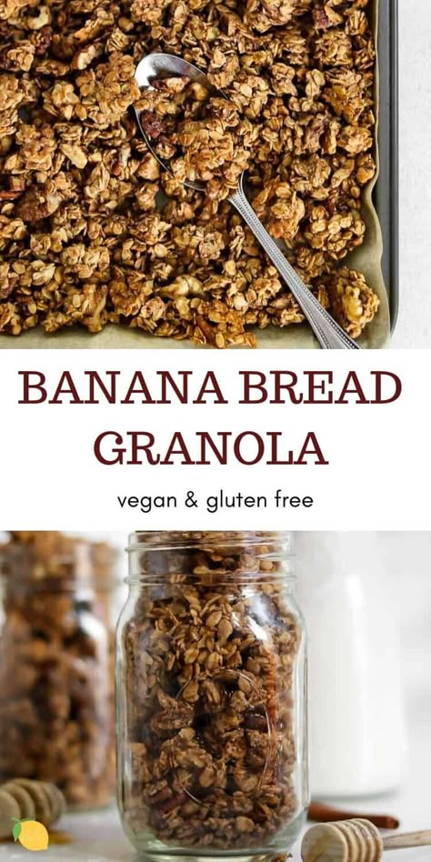 Banana Bread Granola, Banana Granola, Granola Recipe Healthy, Vegan Granola, Granola Recipe Homemade, Meal Prep Snacks, Gluten Free Granola, Granola Healthy, Granola Recipe