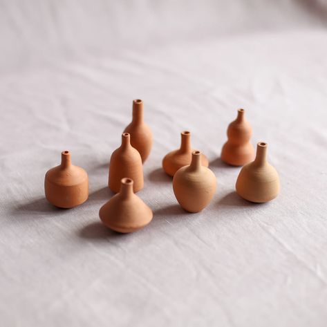 Miniature Terracotta Pots, Shelf Placement, Tiny Pottery, Mini Vases, Pots Set, Miniature Pottery, Vase Display, Vase Collection, Pottery Pot