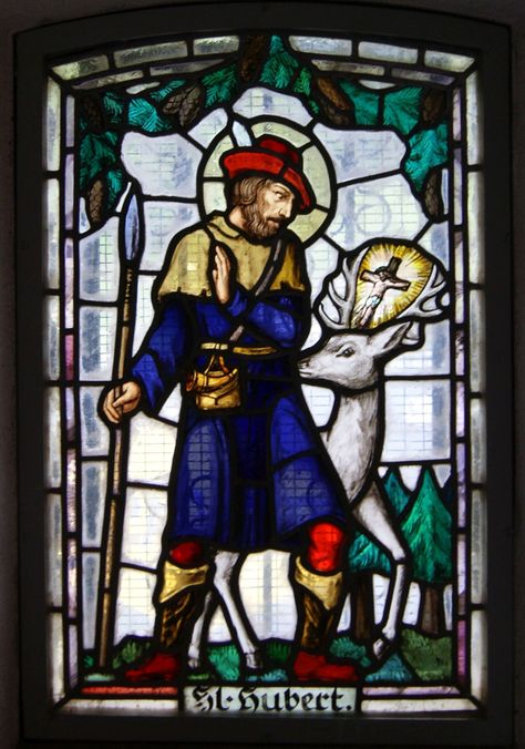 St Hubert, Catholic Memes, Stained Glass Church, Saints And Sinners, Church Windows, Wood Shop Projects, Spiritual Warfare, Catholic Art, Patron Saints