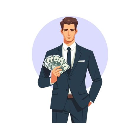 Businessman in suit holding cash money b... | Premium Vector #Freepik #vector #man #pay #commerce #business Elfie Selfie, Man Vector, Man Illustration, Successful Men, Cash Money, Money Cash, Design Vector, Flat Design, Business Man