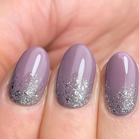 Purple And Silver Nails, Disco Diva, Glitter Gradient, Winter Sparkle, January Nails, Manicure Nail Designs, Romantic Nails, Lavender Nails, Nail Colors Winter