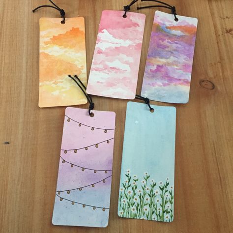 Oil Pastel Bookmarks, Pastel Bookmarks, Painted Bookmarks, Homemade Bookmarks, Crockery Cabinet, Canvas Art Painting Abstract, Hijab Drawing, Oil Pastel Drawings Easy, Handmade Bookmarks Diy