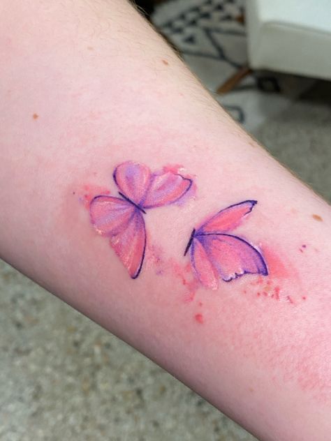 Purple Watercolor Butterfly Tattoo, Tattoo Butterfly Watercolor, Dainty Watercolor Tattoos, Opal Butterfly Tattoo, Pastel Watercolor Tattoo, Encanto Butterfly Tattoo, Pink Watercolor Tattoo, Ombre Butterfly Tattoo, Water Colour Butterfly Tattoo