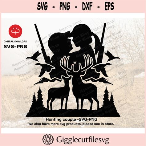 Couple Hunting Tattoos, Hunting Valentines, Couple Hunting, Hunting Couple, Custom Tumbler Ideas, Couple Svg, Hunting Design, Couple Romantic, Silhouette Tattoos