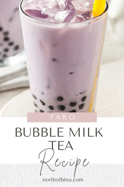 Milk Tea Recipe No Boba, Taro Boba Tea Recipe, How To Make Taro Boba Tea, Taro Powder Recipes, How To Make Taro Milk Tea, Taro Bubble Tea Recipe, Taro Drink Recipe, Taro Milk Tea Recipe, Taro Milk Tea Boba