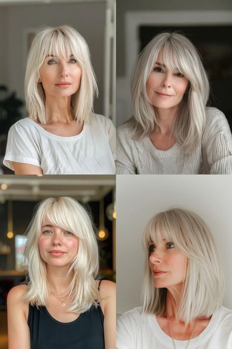 Long Fringe Bob, Long Bob Long Bangs, Long Hairstyles Fine Hair, Long Bob Haircut 2024 Trends, Bob With Long Fringe, Lob With Fringe Bangs, Butterfly Bangs Hair, Long Bob Hairstyles With Bangs, Lob With Fringe