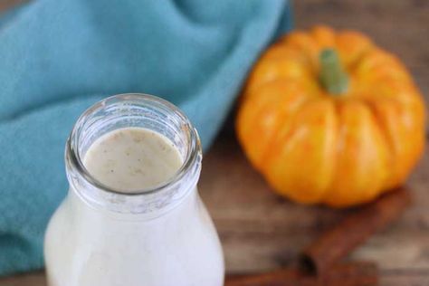 This skinny pumpkin spice coffee creamer tastes amazing with fewer calories and carbs.  It uses real pumpkin and coconut sugar.  And you can choose the milk of your choice.  #psl #pumpkinspice #pumpkinspicecreamer #coffeecreamer via www.yourbeautyblog.com Pumpkin Spice Coffee Creamer Recipe, Pumpkin Creamer, Pumpkin Spice Overnight Oats, Pumpkin Coffee Creamer, Pumpkin Spice Coffee Creamer, Hazelnut Coffee Creamer, Hazelnut Creamer, Powder Coffee Creamer, Diy Pumpkin Spice