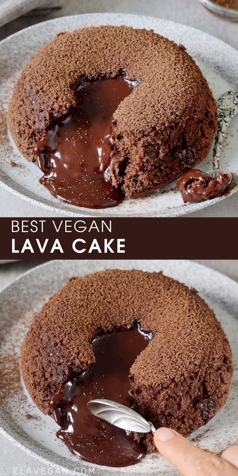 Vegan Lava Cake, Molten Lava Cake, Make Dessert, Lava Cake Recipes, Plant Based Desserts, Molten Chocolate, Molten Lava, Chocolate Lava, Lava Cake