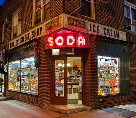 San Myshuno, New York Night, Ghost Signs, Forest Hills, Shop Fronts, Sweet Shop, Tin Ceiling, Coca Cola Vintage, Homemade Ice