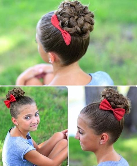 Lovely Bun Hairstyles Pelo Color Borgoña, Easy Bun Hairstyles For Long Hair, 5 Minute Hairstyles, Gymnastics Hair, Long Haircuts, Cheer Hair, Easy Bun Hairstyles, Dance Hairstyles