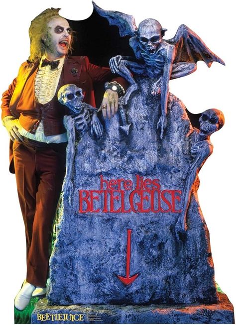 Amazon.com: Cardboard People Beetlejuice - Here Lies Betelgeuse Life Size Cardboard Cutout Standup - Beetlejuice (1988 Film) : Home & Kitchen The Munster, Beetlejuice Movie, Beetlejuice Halloween, Film Horror, Horror Posters, Michael Keaton, 3d Wall Art, Classic Horror, Wall Art Pictures