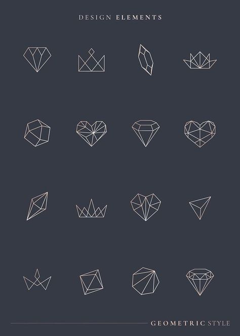 Gem Logo, Heart Geometric, Jewelry Logo Design, Diamond Vector, Logo Design Set, Motif Art Deco, Logo Jewelry, Diamond Logo, Crystal Logo