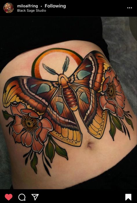 Neo Traditional Tattoo Design Black, Atlas Moth Tattoo, Neo Traditional Tattoo Design, Traditional Moth Tattoo, Luna Moth Tattoo, Symmetrical Tattoo, Moth Tattoo Design, American Traditional Tattoo Ideas, Traditional Tattoo Ideas