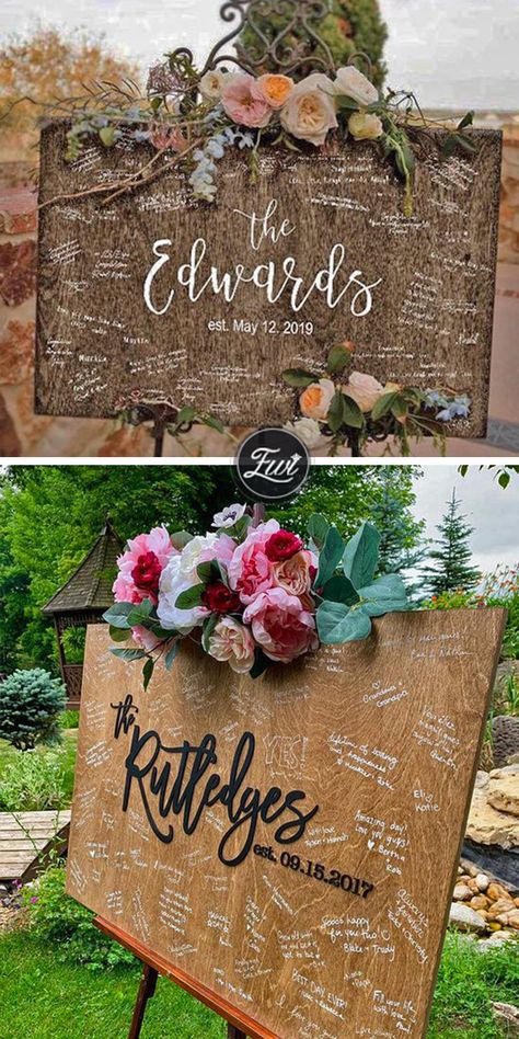 Simple Wooden Wedding Guest Book Creative Wedding Guest Books, Unique Rustic Wedding, Wedding Guest Book Ideas, Wedding Guest Signing, Guest Book Ideas, Photo Guest Book Wedding, Wedding Puzzle, Wooden Wedding Guest Book, Music Themed Wedding