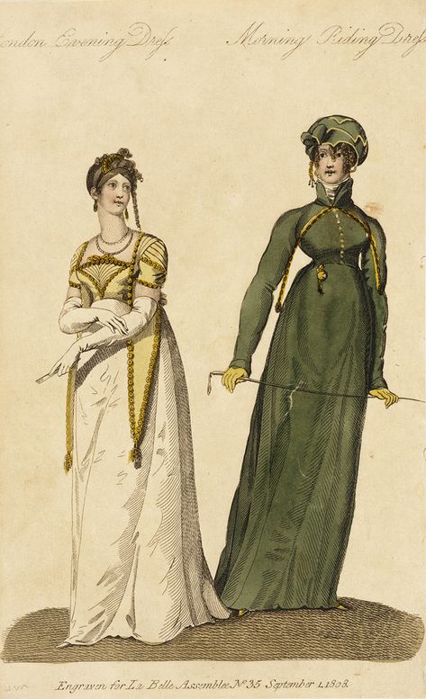 Riding Dress, 1800s Clothing, John Bell, Riding Habit, London Evening, Regency Gown, Regency Era Fashion, Womens Costume, 1800s Fashion