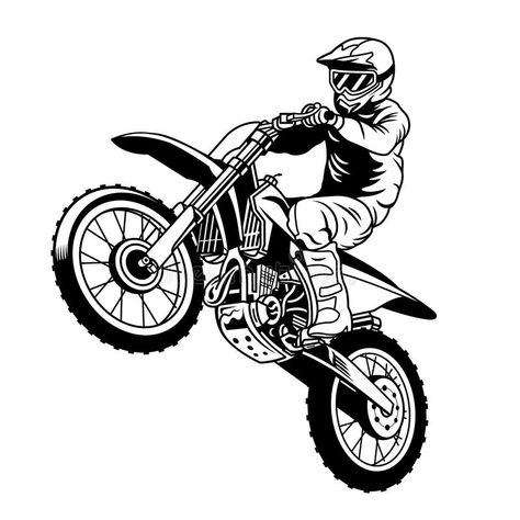 Black and white jumping racer riding the motocross royalty free illustration Motocross Tattoo, Dirt Bike Tattoo, Tattoo Bike, Bike Tattoos, Motorcycle Drawing, Image Moto, Bike Drawing, Bike Illustration, Desain Editorial