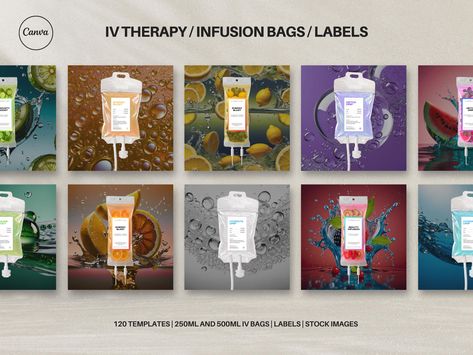 IV Therapy Instagram Templates, Med Spa Template, Med Spa Social Media, IV Therapy Marketing, IV Hydration Business, Nurse Injector Posts, IV Infusion Instagram, Vitamin Drip Canva Templates, IV Therapy Post, Nurse Injector Instagram Templates, IV Vitamin IV Bags & Labels Bundle: 120+ Premium Templates Elevate your online presence with Shine Creative Media's IV Bags & Labels Bundle. We're dedicated to making your brand shine like never before. What's Included: 35 IV Bag Graphics 500ml / 16oz 39 Iv Therapy Marketing, Iv Therapy Iv Infusion, Med Spa Social Media, Intravenous Drip, Therapy Marketing, Iv Hydration, Iv Bag, Nurse Injector, Spa Marketing