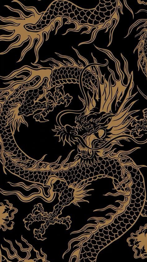 Dragon Japanese Wallpaper, Dragon Background Wallpaper, Black And Gold Dragon Art, Chinese Dragon Wallpaper, Gold Dragon Wallpaper, Black Dragon Wallpaper, Igcse Sketchbook, Art Igcse, Asian Wallpaper