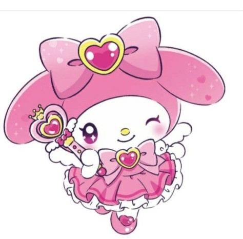 My Melody Ears Down, Buff Sanrio, My Melody Poster, Jasmine Core, Hello Kitty House, Wolf Ears, Charmmy Kitty, Melody Hello Kitty, Hello Kitty Characters